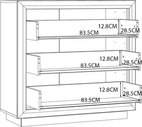 Komoda do sypialni z 3 szufladami Savona 211B, dąb antyczny/beżowy połysk