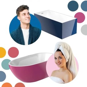 Wanna wolnostojąca akrylowa owalna 150 x 75 cm LARSO z przelewem okrągłym chrom | Możliwa opcja Go Color : Wybierz swój kolor - biały