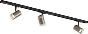Nowoczesny system szynowy czarny z 3 reflektorami w kolorze gunmetal 1-fazowy - Iconic Lloyd