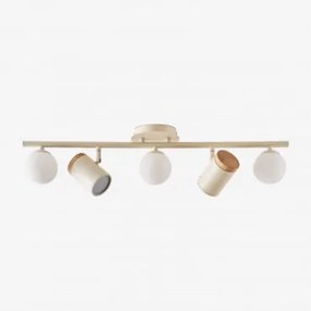 Lampa Sufitowa Z Regulacją Kierunku Światła, 5 Punktów Świetlnych, Wykonana Z Żelaza, Kolor Amaranto Kremowa Tapioca - Sklum