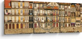 Obraz - Dzielnica Waterfront, Portugalia (z zegarem) (90x30 cm)