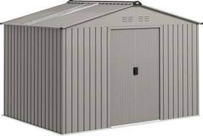 Outsunny Schowek na narzędzia z metalu z drzwiami przesuwnymi i oknami wentylacyjnymi, 277 x 195 x 192 cm, Szary