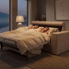 Sofa - kanapa do spania Volta 140x200 cm, z pojemnikami, materacem i stelażem włoskim