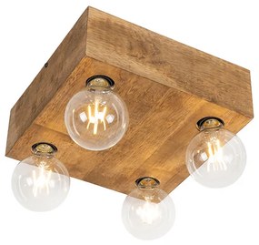 Rustykalna lampa sufitowa z drewna vintage 4-światłowa - Bloc Rustykalny / Vintage Oswietlenie wewnetrzne