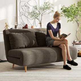 HOMCOM Sofa rozkładana, łóżko dla gości, 3-stopniowe regulowane oparcie, sztruksowy wygląd, do 120 kg, 141 x 90 x 81 cm, ciemnobrązowa