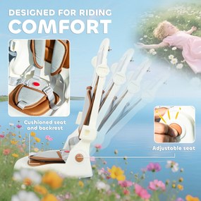 AIYAPLAY Dziecięcy trójkołowiec, zmienny wózek dla niemowląt, 5-w-1 design, zdejmowany uchwyt, regulowany, pas bezpieczeństwa, torba na akcesoria, 1-3 lat, kremowy