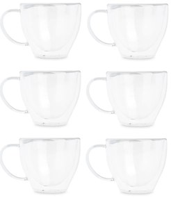 Zestaw szklanek termicznych do kawy lub herbaty, podwójne ścianki, 6 filiżanek, 140 ml