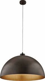 Lampa wisząca Marcus Ø50 cm z czarnego lakierowanego żelaza, dekor z efektem rdzy na zewnątrz i starego złota wewnątrz, regulowany kabel, 1 światło