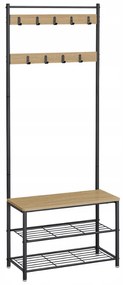 Metalowa ścianka do przedpokoju INDUSTRY 175 cm, czarna/dąb sonoma