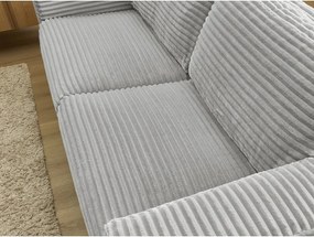 Jasnoszara sztruksowa rozkładana sofa do spania 240 cm Hugo – Bobochic Paris