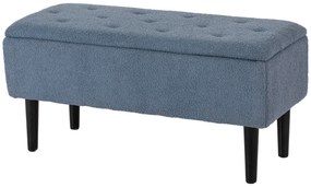 HOMCOM Ławka tapicerowana z miejscem do przechowywania, Wygląd kaszmiru, do 120 kg, Stelaż drewniany, 95 x 38 x 45 cm, Niebieski