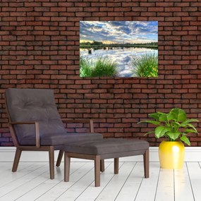 Obraz jeziora z trzcinami (70x50 cm)