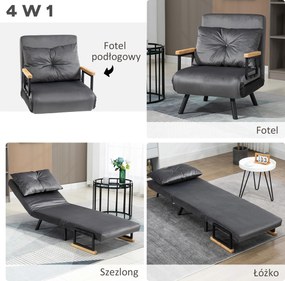 HOMCOM Rozkładana sofa z poduszkami stylowa i praktyczna obciążenie do 120 kg ciemnoszara | Aosom PL