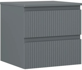 Mexen Rivel szafka łazienkowa podumywalkowa 50 cm z blatem, 2 szuflady, ryflowana , grafit mat - 91A20-05047-2-BFFC66
