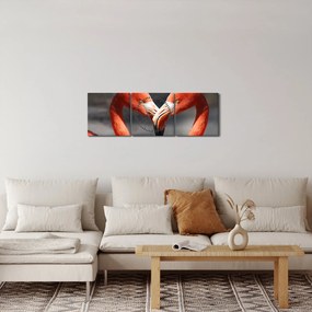 Obraz dwóch zakochanych flamingów (z zegarem) (90x30 cm)