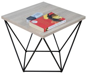 Druciany stolik kawowy w stylu loft dąb sonoma+ czarny R6-R80