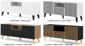 Szafka rtv z lamelami czarny + dąb artisan - Melis 9X