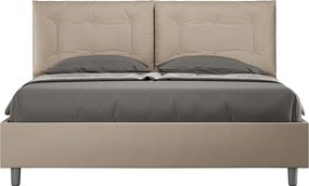 Łóżko bez stelaża tapicerowane 160x200 sztucznej skóry Szaro-beżowy Annalisa