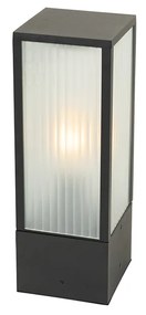 Zewnetrzna Stojąca lampa ogrodowa czarna z żebrowanym szkłem 40 cm IP44 - Charlois Nowoczesny Oswietlenie zewnetrzne