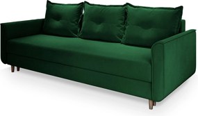 Masseno Sofa NAPOL z funkcją spania i pojemnikiem na pościel, Rozkładana sofa - Butelkowa zieleń, KRONOS 19