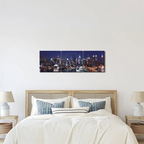 Obraz - Podświetlone nowojorskie drapacze chmur (z zegarem) (90x30 cm)