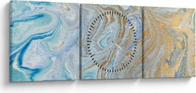 Obraz - Niebieski marmur (z zegarem) (90x30 cm)