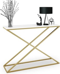 Konsola w stylu glamour złoty + biały połysk N6-E30