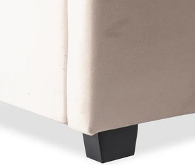 Łóżko Tapicerowane 140x200 cm ze Stelażem Dwuosobowe MARI Welurowe Kremowe