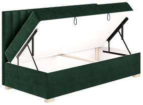 Ciemnozielone łóżko dziecięce ze schowkiem i materacem 90x200 cm Chill – Ghado