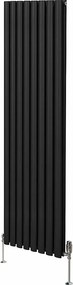 Grzejnik kolumnowy owalny i zawory - 1800 mm x 480 mm - czarny