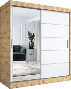 Przesuwna szafa 180 cm dąb artisan + biały C2-W96
