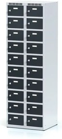 Alfa 3 Szafka skrytkowa, 20 schowków, 1800 x 600 x 500 mm, zamek cylindryczny, drzwi ciemnoszare