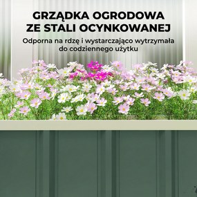 Outsunny Podwyższona grządka stalowa, donica z zatrzaskami, zagięta krawędź, inspekt 136 x 52 x 31 cm Jasnozielony | Aosom PL
