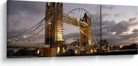 Obraz - Tower Bridge nocą (z zegarem) (90x30 cm)