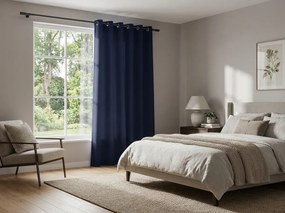 Granatowa zasłona OXFORD 140x250 cm Zawieszanie: Taśma z wiązaniami