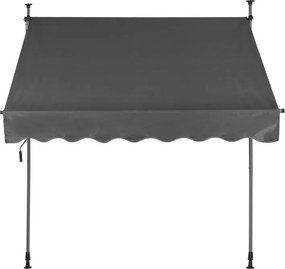 Markiza przeciwsłoneczna regulowana AW-016 na taras, balkon, szara, 200x120 cm