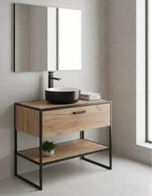 Szafka łazienkowa z umywalką dąb craft E5-W64