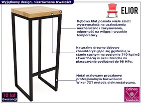 Drewniany hoker dębowy w stylu industrialnym Livorno 14X