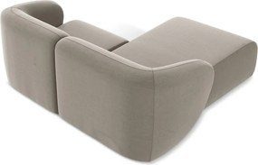 Jasnobrązowy aksamitny narożnik (lewostronny/z szezlongiem) Lani – Makamii