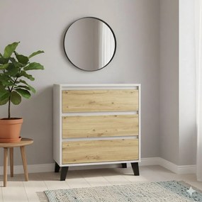 Skandynawska komoda na czarnych nóżkach kaszmir + dąb artisan C2-N07