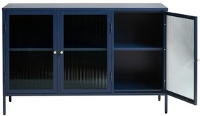 Niebieskia metalowa witryna Unique Furniture Bronco, wys. 85 cm