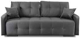 Sofa z Funkcją Spania FAVIO Wersalka Rozkładana Dwuosobowa Welurowa Szara Nowoczesna do Salonu