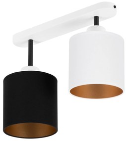 Lampa sufitowa biała dwupunktowy spot z czarno-białymi abażurami C-330