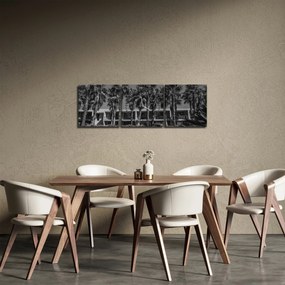 Obraz - Retro czerwony samochód (z zegarem) (90x30 cm)