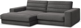 Antracytowy aksamitny narożnik (lewostronny/z szezlongiem) Sierra – Bobochic Paris