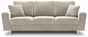 Beżowa aksamitna rozkładana/ze schowkiem sofa 235 cm Kyoto – Cosmopolitan Design