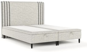 Jasnoszare tapicerowane łóżko dwuosobowe ze schowkiem 200x200 cm Musca – Maison de Rêve