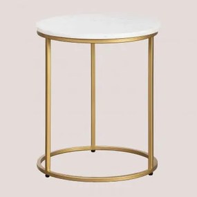 Okrągły Stolik Pomocniczy Ø40 Cm Z Marmuru Kaley Biały Marmur Banswara - Sklum