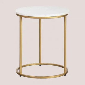Okrągły Stolik Pomocniczy Ø40 Cm Z Marmuru Kaley Biały Marmur - Sklum
