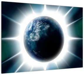 Obraz na szkle - napromieniowana planeta (70x50 cm)